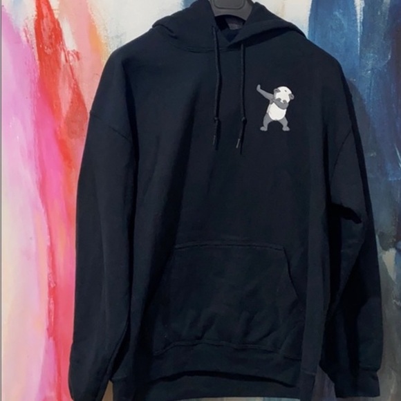 Bowery Tops - Bowery Navy Dabbing Panda Pullover Hoodie Sweatshirt in size large
